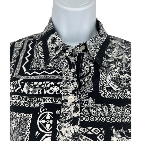 CHICOS Floral Persian Geo 100% Cotton Career Button Up Shirt Size 0 US S - Picture 2 of 8